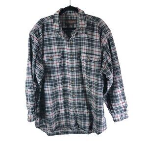 Moose Creek Mens Flannel Shirt Chest Pockets Cotton Plaid Gray Red 2XL